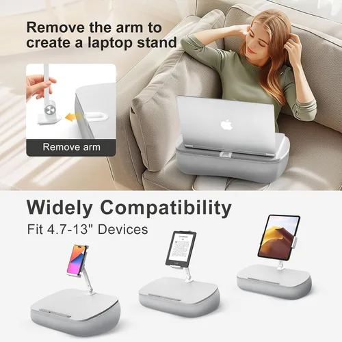 Miniatura 2 de ERGONOV Almohada de frijoles para regazo acogedora Kindle con soporte ajustable para brazo, soporte de tableta de 360°, se adapta a Kindle