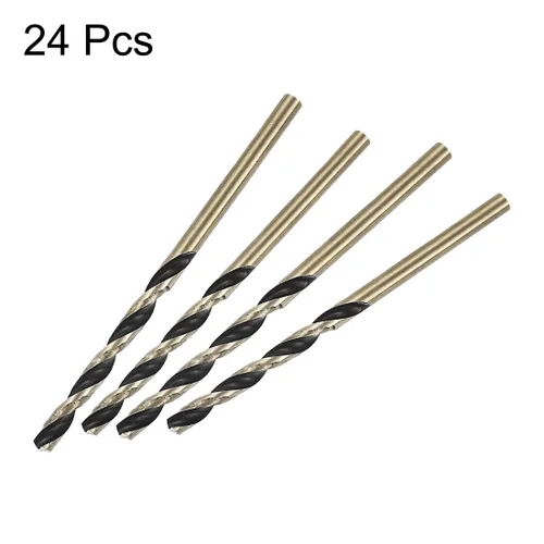 Miniatura 5 de uxcell 24 brocas de vástago recto, 0.118 in, titanio dorado y nitruro negro, acero de alta velocidad (HSS) 4341 con vástago de 0.118 in