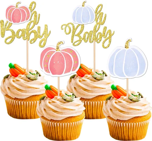 Miniatura 12 de 1 paquete de decoración de pastel de calabaza con purpurina con tema de otoño para pastel de calabaza pequeña, decoración de pastel de cosecha