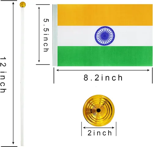 Miniatura 2 de ZXvZYT Bandera india de escritorio pequeña bandera india pequeña bandera india de mesa con base de soporte para decoración (paquete de 12)