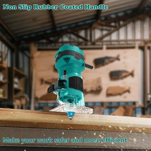 Miniatura 7 de Herramienta de enrutador para carpintería, enrutadores de palma compactos de 32.000 RPM, enrutador de recorte con 6 brocas de madera, pinzas de 1/4