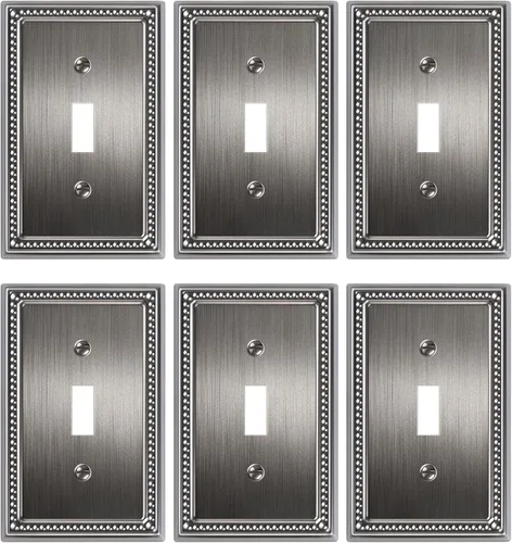 Miniatura 133 de Paquete de 4 placas de cubierta para interruptor de luz de palanca individual, cubiertas decorativas de perlas, placa de pared de metal almendra