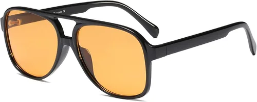 OSAGAMA Gafas de sol retro vintage de los años 70 color amarillo aviador grandes para mujer