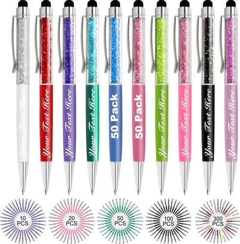 Miniatura 67 de Bolígrafos personalizados con nombre y texto, bolígrafos de diamantes de cristal personalizados a granel, 10 bolígrafos, regalos para mujeres