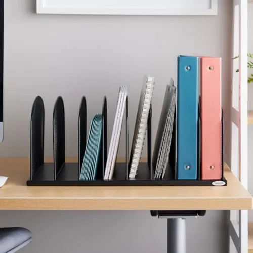 Miniatura 7 de Safco Products Onyx Mesh 8 Sort Organizador de escritorio vertical 3253BL, acabado de recubrimiento en polvo negro, construcción de malla de acero
