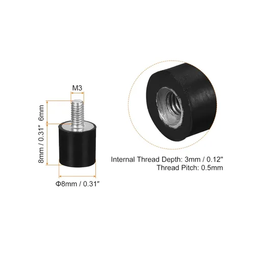 Miniatura 2 de uxcell Soportes de goma, 10 unidades M3 macho/hembra aislador de vibración, amortiguador, para motor de garaje, compresor de aire, bobinas de barco