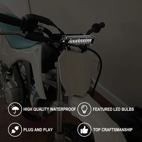 Miniatura 6 de Barra de luz para bicicleta de tierra LED de 60W 2500LM, kit de faro de motocicleta universal con interruptor para manillares de 7/8" CRF110 CRF230F