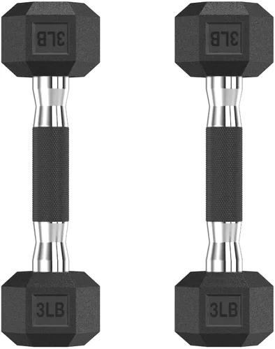 Miniatura 41 de HANDBODE Juego de 2 mancuernas hexagonales de 2.5 a 65 libras con revestimiento de goma, mancuernas para ejercicio y fitness, peso de mano