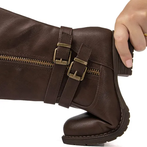 Miniatura 8 de GLOBALWIN Botas altas hasta la rodilla para mujer, botas de equitación cómodas para mujer, tacón bajo