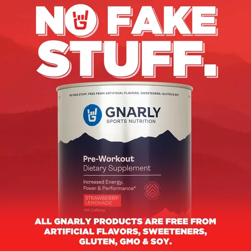 Miniatura 6 de Gnarly Nutrition Polvo natural previo al entrenamiento, limonada de fresa - Certificado NSF Sport, resistencia y recuperación - Vegano