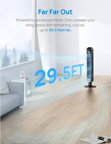 Miniatura 7 de Dreo Ventilador de pie con control remoto, ventilador de torre con control remoto, ventiladores oscilantes para dormitorio y hogar