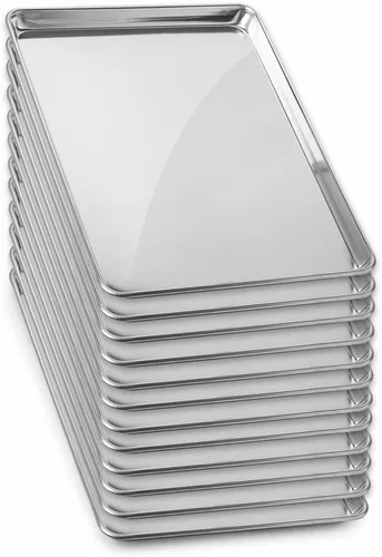 Miniatura 9 de GRIDMANN Bandeja para hornear de aluminio perforado de grado comercial de 18 x 26 pulgadas, bandeja para hornear de tamaño completo, 6 bandejas
