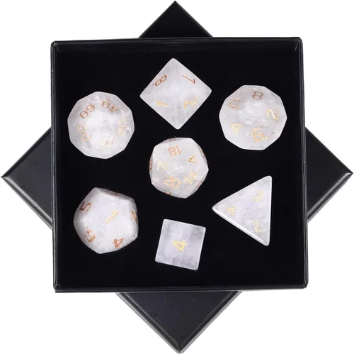 Miniatura 10 de SUNYIK Juego de 7 dados poliédricos DND de piedra de cristal pulido para juegos de mesa RPG MTG, dados de juego DND, mazmorras y dragones
