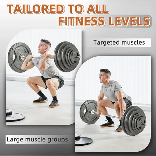 Miniatura 4 de Fitvids Placa de pesas estándar de hierro fundido de 1 pulgada para entrenamiento de fuerza y levantamiento de pesas, varios pesos disponibles