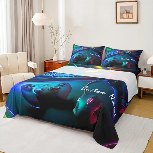 Miniatura 15 de Erosebridal Juego de sábanas de arcoíris para niños, niñas, adolescentes y mujeres, juego de sábanas de color pastel, verde azulado, verde, azul