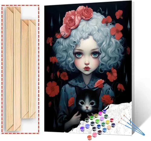 Miniatura 11 de Exquisitas muñecas y mariposas DIY pintura por números para adultos principiantes, estilo único, pintura de flores por número sobre lienzo con Obras