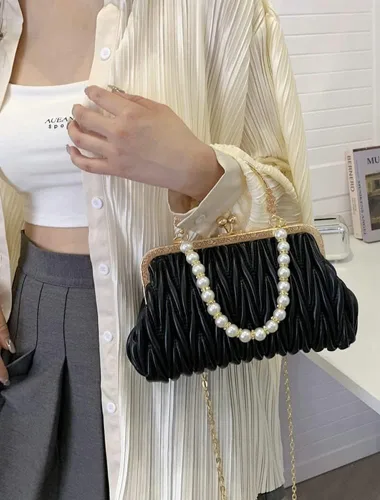 Miniatura 7 de Solyinne Bolso de mano para mujer, bolso de noche con perlas, sobre para noche, novia, boda, fiesta, club, bolsos cruzados