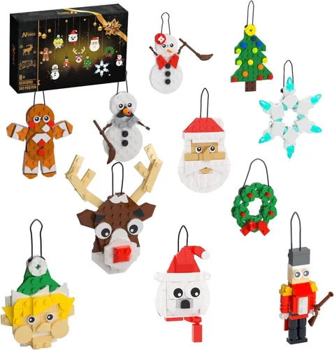 Tenhorses Juego de adornos para árbol de Navidad 11 en 1, corona, Papá Noel, muñeco de nieve, cascanueces, oso polar, pan de jengibre, reno, copo de
