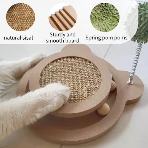 Miniatura 3 de Lindo rascador de gato, juguetes rascadores interactivos para gatos de interior y gatito natural de sisal para gatos, pelotas de pista, juguete