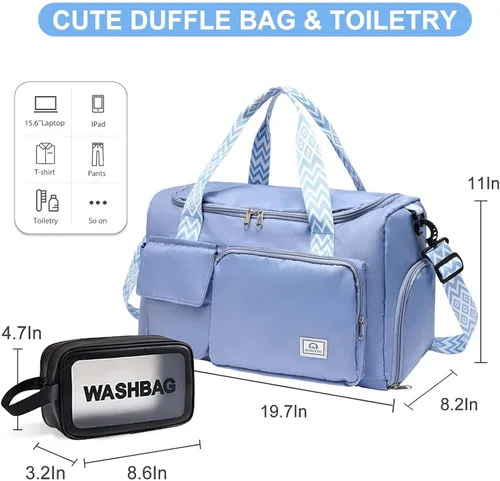 Miniatura 110 de Pequeña bolsa de gimnasio para mujer, bolsa de viaje con compartimento para zapatos