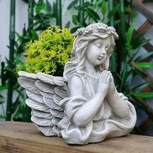 Miniatura 4 de Molde de silicona para maceta de flores de hormigón de ángel de oración, maceta para suculentas, jarrón de cactus, molde de yeso, portavelas