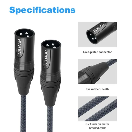Miniatura 3 de Paquete de 2 cables de audio de equilibrio de 3 pines hembra a hembra, cables de conexión de micrófono de 3 pines, cables de conexión XLR hembra DMX