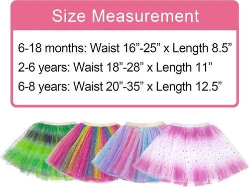 Miniatura 6 de Simplicity Vestido de ballet de princesa de tul de 4 capas con falda tutú arcoíris para bebé niña, Arco iris