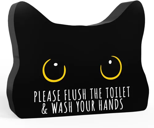 Miniatura 12 de ¿Estás haciendo caca? Letrero divertido, decoración de gato negro, decoración de baño acrílica de gato, decoración creativa para el hogar, regalo