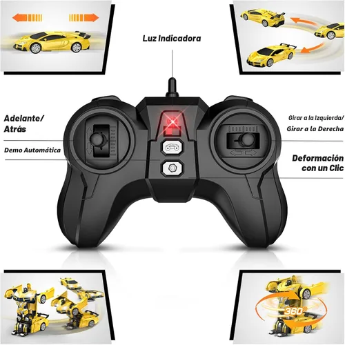 Miniatura 6 de Qumcou Auto de control remoto de transformación, autos RC para niños de 3 a 5 6 a 8 años, autos de juguete transformables con un botón, 2.4 GHz