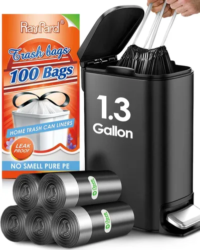 Miniatura 9 de 120 bolsas de basura pequeñas con cordón de 2.6 galones, bolsas de plástico pequeñas y fuertes para botes de basura de 7.5 a 10 litros