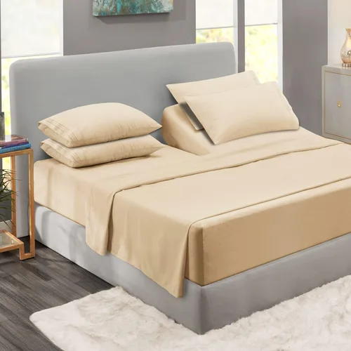 Miniatura 57 de Clara Clark - Juego de sábanas King con Flex Top, 6 piezas - Sábanas de lujo para cama King con cabeza dividida, juego de cama súper suave, King