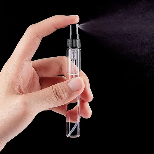 Miniatura 3 de BENECREAT 25 piezas de 0.3 fl oz mini tubos de pulverización de niebla fina de vidrio transparente botellas de perfume vacías de viaje con tapas
