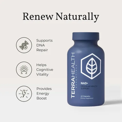 Miniatura 4 de Terra Health Essentials NAD+ - Energía celular, reparación metabólica, envejecimiento saludable del corazón, cerebro y músculo - Todo natural