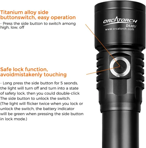 Miniatura 3 de ORCATORCH D530V - Luz de video de buceo de 1000 lúmenes, ángulo de haz de 120 grados, luz de fotografía de buceo bajo el agua de 492.1 ft con Luz