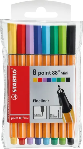 STABILO - point 88 Mini - Fineliner - Pack de 8 - Colores surtidos Multicolor