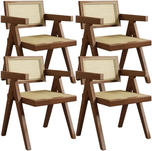 Miniatura 20 de YVYKFZD Juego de sillas de comedor de madera, sillas de comedor de ratán, silla de cocina con respaldo, sillón de salón, silla auxiliar cómoda
