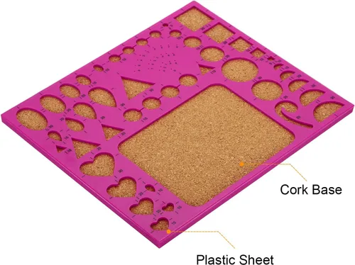 Miniatura 4 de PATIKIL Tablero de plantillas de papel de 8 x 7 pulgadas, herramienta engarzadora de moldes para tiras de papel, manualidades, color rojo rosa Rosa