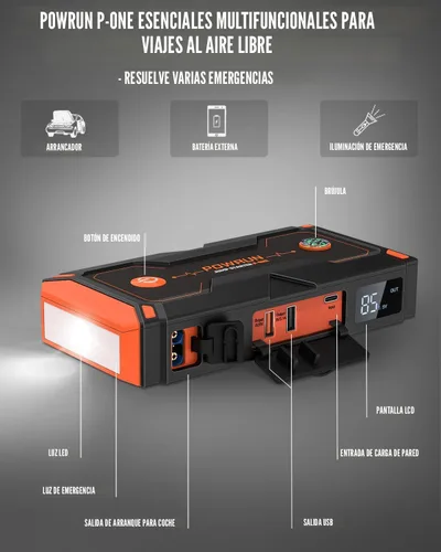 Miniatura 6 de Powrun P-ONE Arrancador de Salto, Caja de Salto Portátil de 2000A - Paquete de Batería de Arrancador de Coche para hasta 8.0L de Gasolina y 6.5L