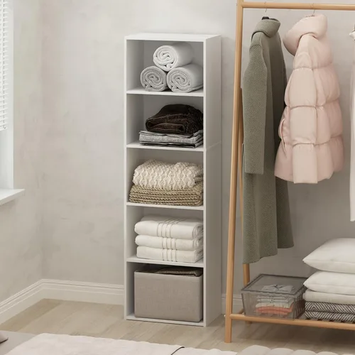Furinno Reed - Organizadores y almacenamiento de armario, organizador de armario de 5 niveles, estante abierto, para armario, dormitorio, sala de