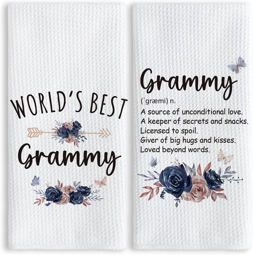 Miniatura 22 de TNUW Best Grandma - Toallas de cocina de 16 x 24 pulgadas, la mejor flor de Abuela del mundo, suave y absorbente, toalla de cocina, toallas de mano