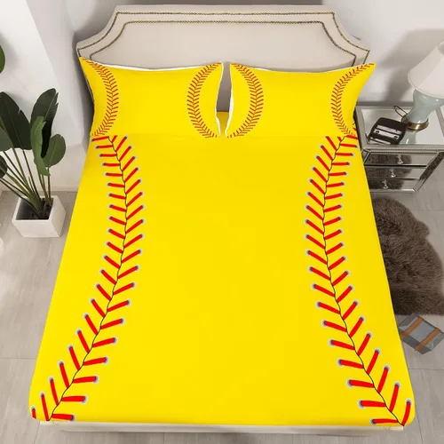Miniatura 15 de Feelyou Juego de sábanas de béisbol para niños, juego de sábanas con temática deportiva de pelota, tamaño individual, para niños, adolescentes