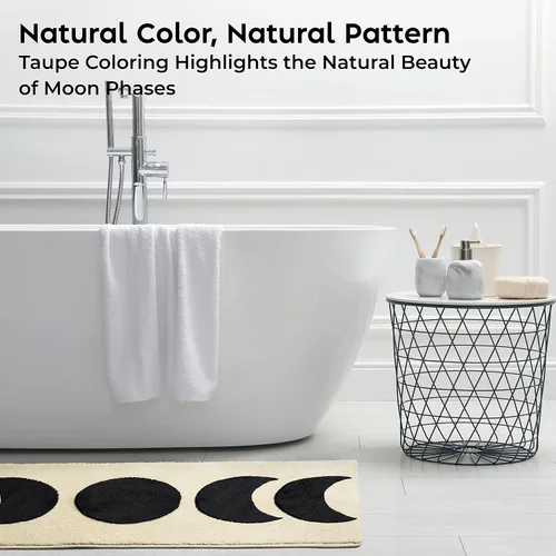 Miniatura 8 de Alfombra de baño Half Moon de 52.5 x 20.5 pulgadas, antideslizante, absorbente de agua, con diseño bohemio de brujería de fase lunar, color negro