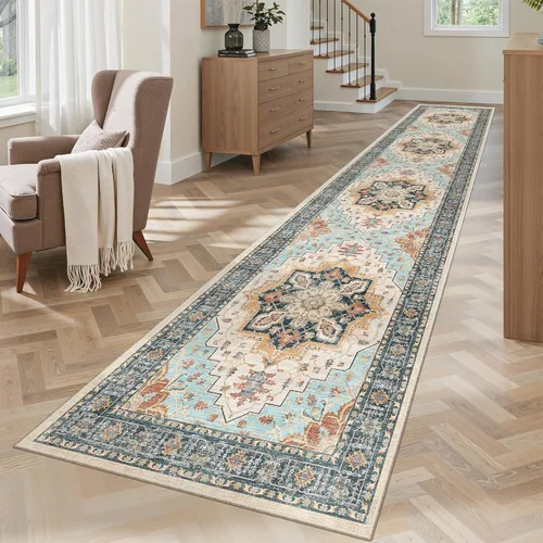 Miniatura 567 de Madane Tapete lavable de 2 x 10 pies para pasillo, cocina, recibidor, clásico, suave, antideslizante para interiores, casa de campo, baño, sala