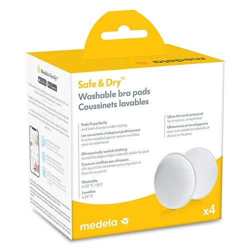 Miniatura 3 de Medela Safe & Dry - Almohadillas lavables para lactancia, 4 almohadillas para el pecho para la lactancia materna, ultraabsorbentes, reutilizables