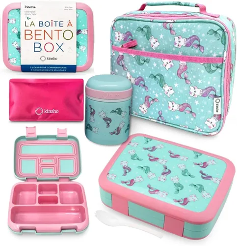 Miniatura 14 de Caja Bento con Térmico, Tarro de Comida de Acero Inoxidable para Comida Caliente-Fría o Sopa, Bolsa de Almuerzo Aislada y Set de Paquete de Hielo