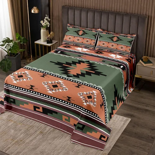 Miniatura 19 de Erosebridal Southwestern - Juego de colcha geométrica bohemia acolchada tamaño individual, juego de edredón étnico tribal con flechas occidentales