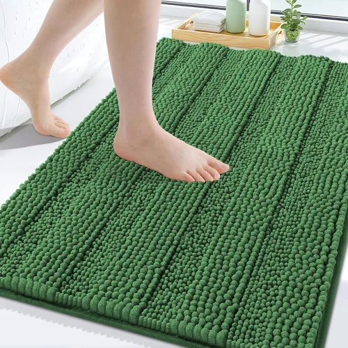 Miniatura 224 de Grandaily Alfombras de baño de felpilla a rayas de 24 x 16 pulgadas, extra gruesas y suaves, absorbentes, parte trasera de goma, alfombra de ducha