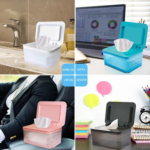 Miniatura 5 de Dispensador de toallitas húmedas para bebés, contenedor de toallitas húmedas de gran capacidad, diseño a prueba de polvo, mantiene las toallitas