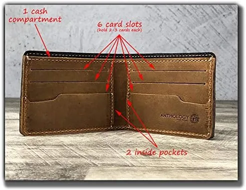 Miniatura 7 de Anthology Gear Handmade Full Grain Minimalist Leather Wallet For Men (Whiskey Brown)