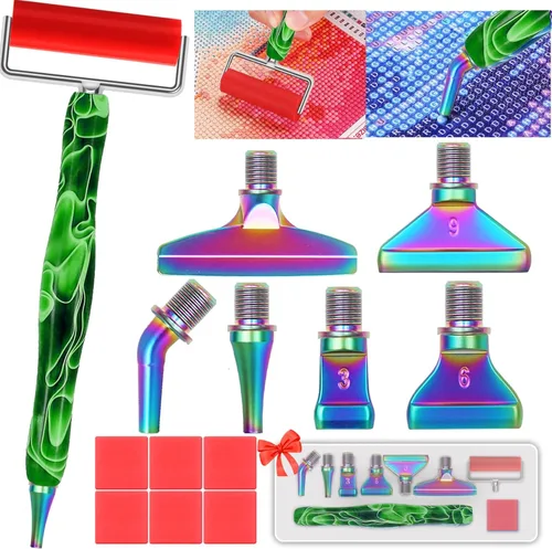 Miniatura 10 de Heyseri Juego de 14 herramientas de accesorios para bolígrafos de pintura de diamante, exquisitas puntas de metal de acero inoxidable, bolígrafo Oro